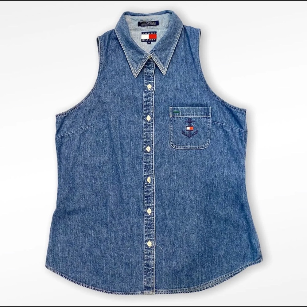 Vintage Tommy Hilfiger Sleeveless Denim Shirts 12
